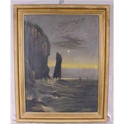 O/C Painting Signed "I.S. Bates 1888" entitled "Splitrock"