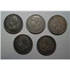 5 Spanish silver 5 Pesetas 1875-85-89-92-97