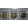 Image 1 : 3 PCGS slabbed Morgan $:1886 63 toned-87O 50-