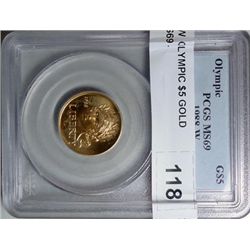 1988W  OLYMPIC $5 GOLD  PCGS69