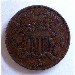 1864 small motto 2 center unusually well stuck with visible WE.