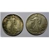 Image 1 : 1942 and 1944S Walker half $  MS64. 1942 has a neet die break across eagles brea