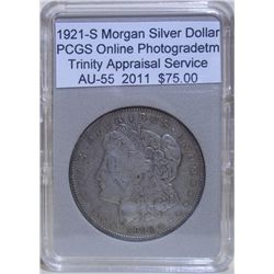 1921-S Morgan Silver Dollar PCGS  AU-55w/Appraisal