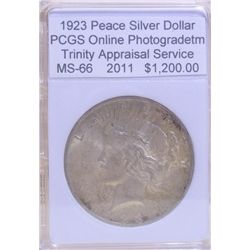 1923 Peace Silver Dollar PCGs MS-66 w/Appraisal