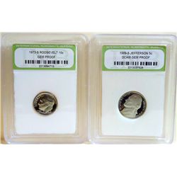 1973-S Roosevelt Gem PR;1989-S Jefferson DCAM Gem