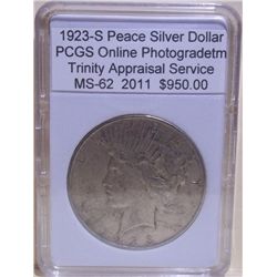 1923-S Peace Silver Dollar PCGS MS-62 w/Appraisal
