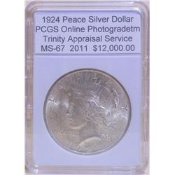 1924 Peace Silver Dollar MS-67 PCGS w/Appraisal