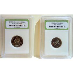 Lot-1973-S Nickel & 2000-S State Quarter Graded