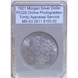 1921 Peace Silver Dollar PCGS MS-63 w/Appraisal