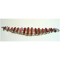 Red Coral Set in Silver Bracelet, Handmade 46.7 gr