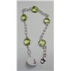 Image 2 : .925 Silver Bracelet w/ 5 Fine Cut Peridot Stones