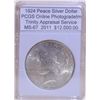 Image 1 : 1924 Peace Silver Dollar PCGS MS-67 w/Appraisal