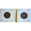 Lot-1843 G & 1902-S G Barber Quarter Dollars