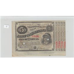 $5 1875 BABY BOND LOUISIANA VERY NEAT ITEM
