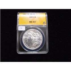 1881 S $1 ANACS MS 63
