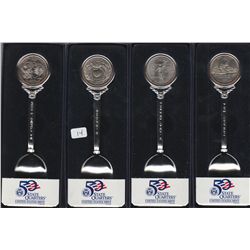 4 DIFFERENT US MINT ISSUED QUARTER SPOONS