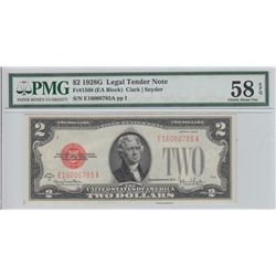 $2 1928 G LEGAL TENDER RED SEAL PMG AU 58 EPQ