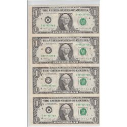 UNCUT SHEET OF $1 BILLS 1988
