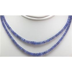 Natural AA 2Row Tanzanite Micro Faceted Rondelles Graduated Necklace Gemstone 133.90ctw brass clasp