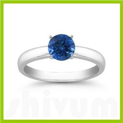 Genuine 0.40 ctw Sapphire Solitaire Ring 14kt Gold-White