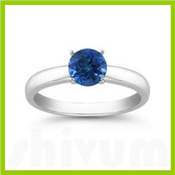 Genuine 0.40 ctw Sapphire Solitaire Ring 14kt Gold-White