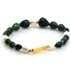 Image 1 : Natural Emerald Graduated Teardrop Bracelet and Pearl 97.46ctw with brass clasp