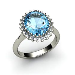 Aqua Marine 4.72 ctw & Diamond Ring 18kt W/Y  Gold