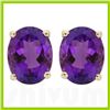 Image 1 : Genuine 1.25 ctw Oval Amethyst Stud Earrings 14kt Gold-Yellow