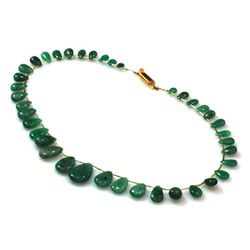 Natural Emeralds Smooth Teardrops Briolettes Graduated Stringing Necklace 109.00ctw with brass clasp