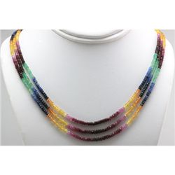 Genuine Designer Multi Color 3 Strand Multi Precious Micro Faceted Roundel 3mm approximate, 123.50ct