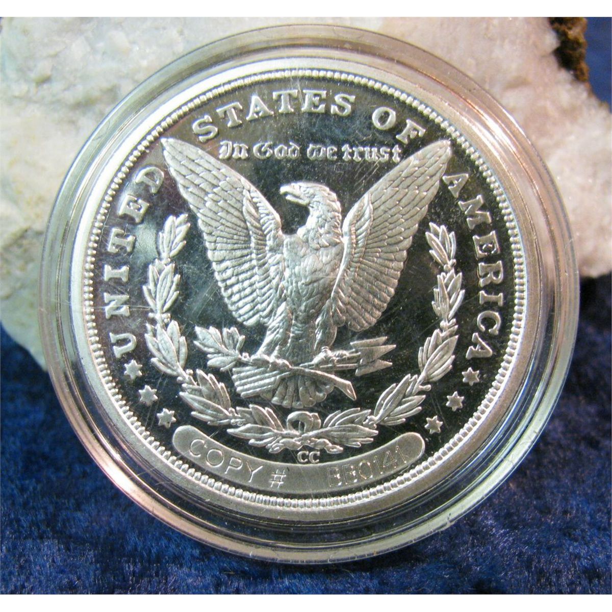 418. Copy 1889 Proof Silver Dollar. Encapsulated.