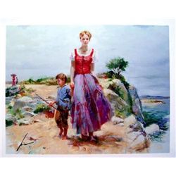 Pino - famous Artist & Illustrator - original Hand Signed Work "Cliffside Retreat"