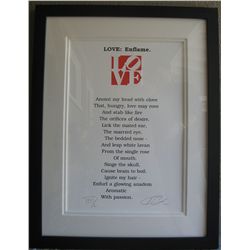Indiana, Robert - Original hand Signed and Numbered LOVE POEM