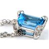 Image 3 : 14K White Gold Blue Topaz Diamond Necklace