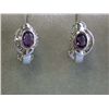 Image 1 : 14k White Gold Earrings with Diamonds and Amethyst