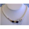 Image 1 : Pearl and Gemstone Necklace with Silver Clasp