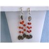 Image 1 : Dangling Silver, Carnelian and SmokyTopaz Earrings