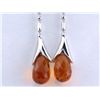 Image 3 : 18k White Gold Diamond Earrings with Citrine