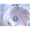 Image 2 : White Gold Necklace with Round and Blue Diamonds