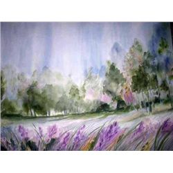 Field Of Dreams By Dicken Watercolor 28 1/2 X 38 1/2