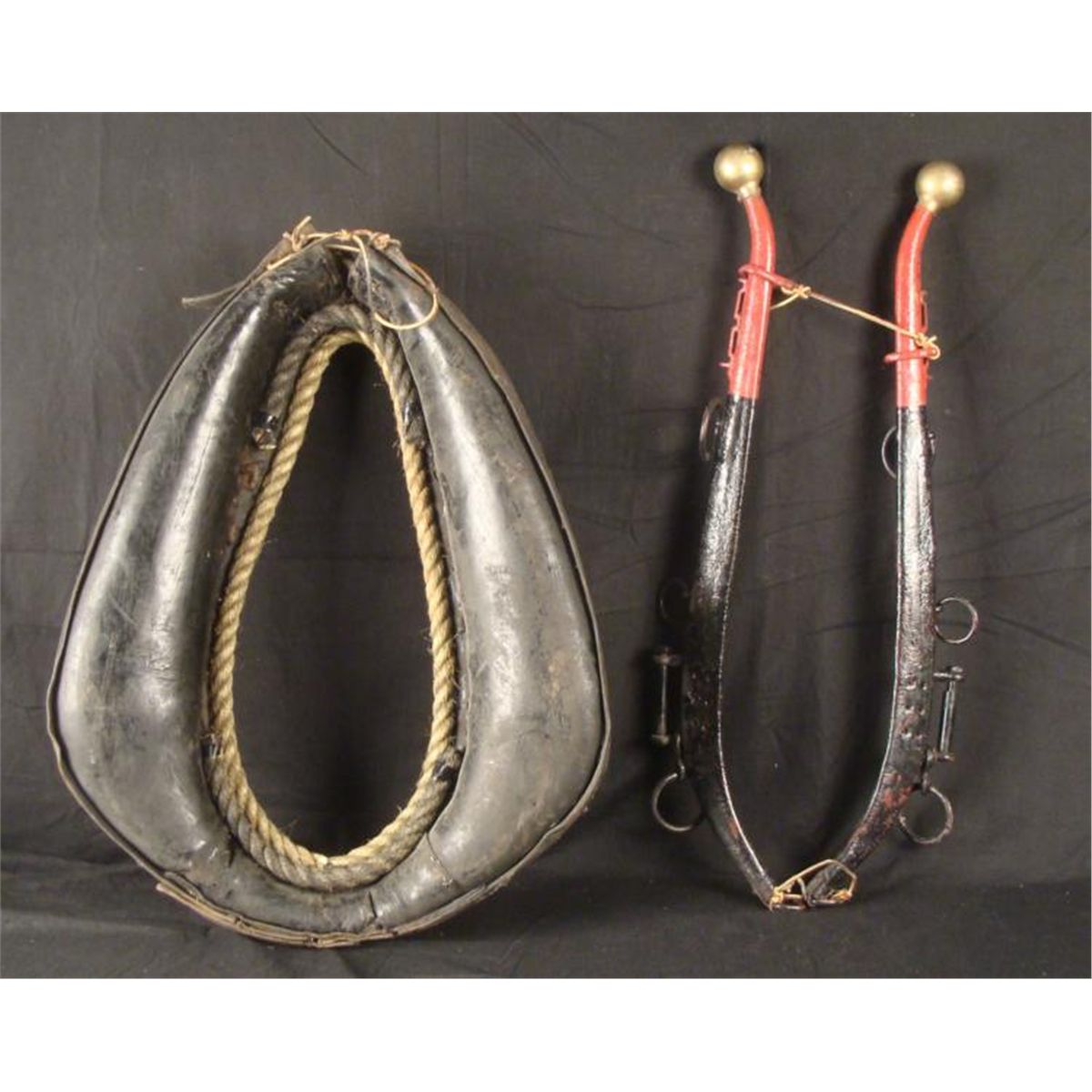 Vintage Leather Horse Harness Collar w/ Hames WWII