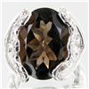 Image 1 : 46.85twc Smoky Quartz Diamond Sterling Ring (JEW-3418)