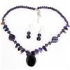 Image 1 : Amethyst & Crystal Necklace Earring Set (JEW-3450)