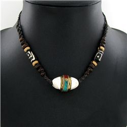 Tibet Shell Agate Bead Nickel Necklace (JEW-3273)