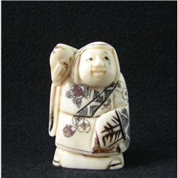 MWF1542A Handcarved Ox Bone Netsuke Figure