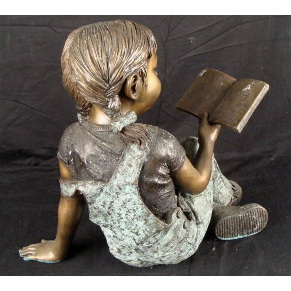 Bronze Child Art Sculpture Little Girl Reading