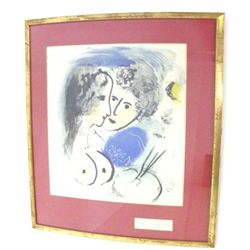 Chagall signed Artist & Nude lithograph