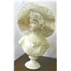 Image 1 : 19/20thc marble bust lady with a hat