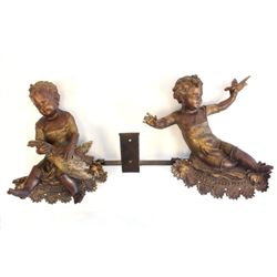 Pair of 19thc bronze cherubs