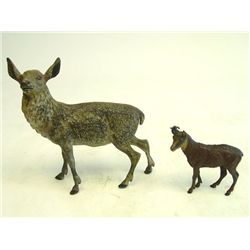 Two Vienna bronze deer sculptures